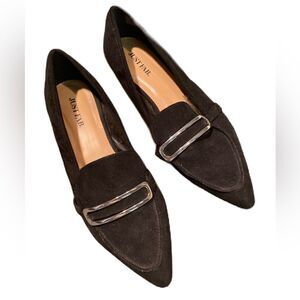 #328 JUSTFAB  Black Suede Loafers